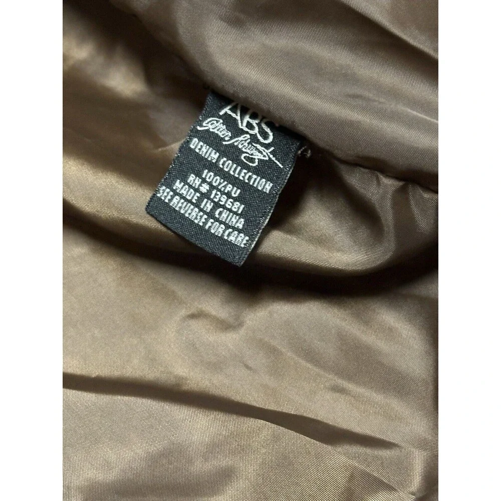 NEW Allen Schwartz Womens Small Lattice Embroidered Brown Faux Leather Jacket